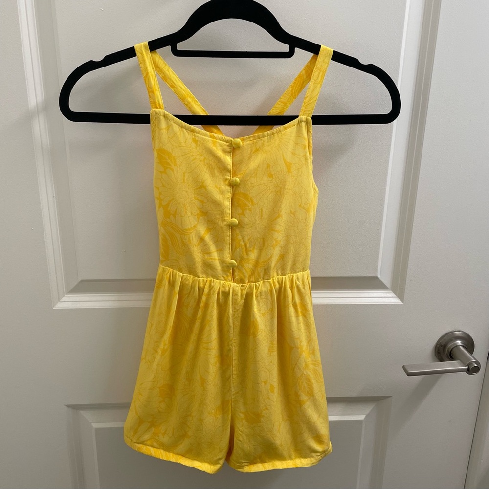 Haute Hippie Girls Yellow Floral Shorts Romper